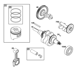 Crankshaft Group Diagram and Parts List for 181D02-0005-01 100000 - 19Z999 Briggs and Stratton Engine